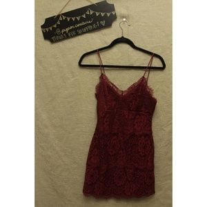 Topshop Burgundy Lace Mini Dress Sz 8